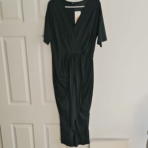 Women's Green Wrap-Style Midi Dress